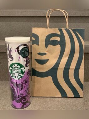 STARBUCKS Glow in Dark Halloween‘21 Purple&White Black Cat Tumbler/ 16oz, NWT